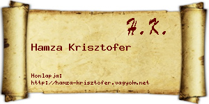 Hamza Krisztofer névjegykártya